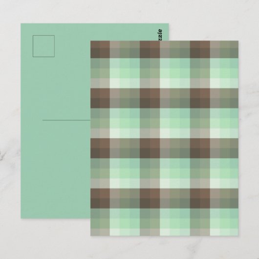 Mint Chocolade Chip Kleur Blok Plaid Strepen Briefkaart (Voorkant / Achterkant)
