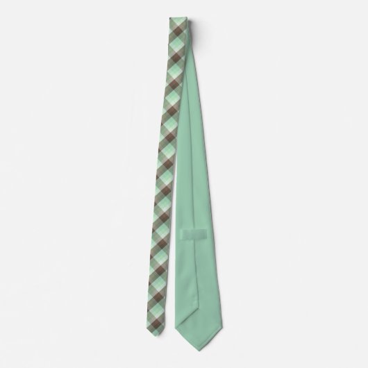 Mint Chocolade Chip Kleur Blok Plaid Strepen Stropdas (Achterkant)