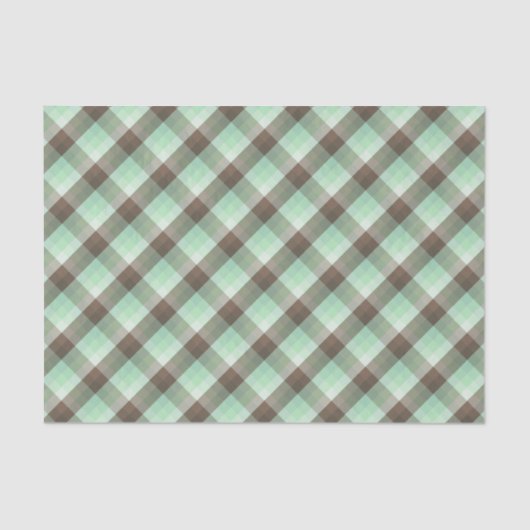 Mint Chocolade Chip Kleur Blok Plaid Strepen Tissuepapier (Voorkant)