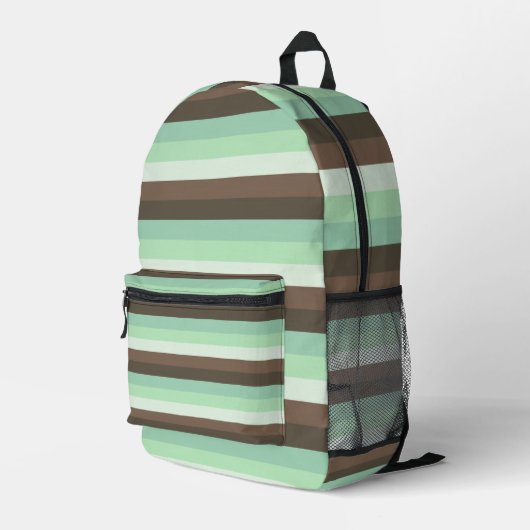 Mint Chocolade Chip Kleur Blok Strepen Bedrukte Rugzak (Achterkant Hoek Rechts)