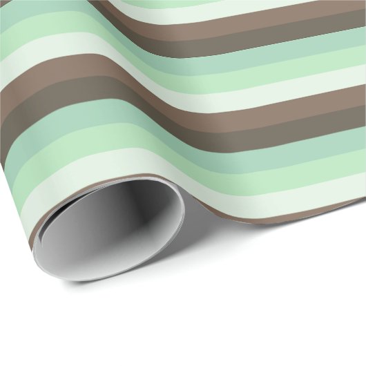 Mint Chocolade Chip Kleur Blok Strepen Cadeaupapier (Rol Hoek)