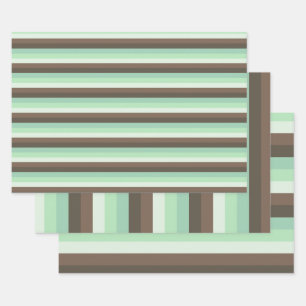 Mint Chocolade Chip Kleur Blok Strepen Inpakpapier Vel