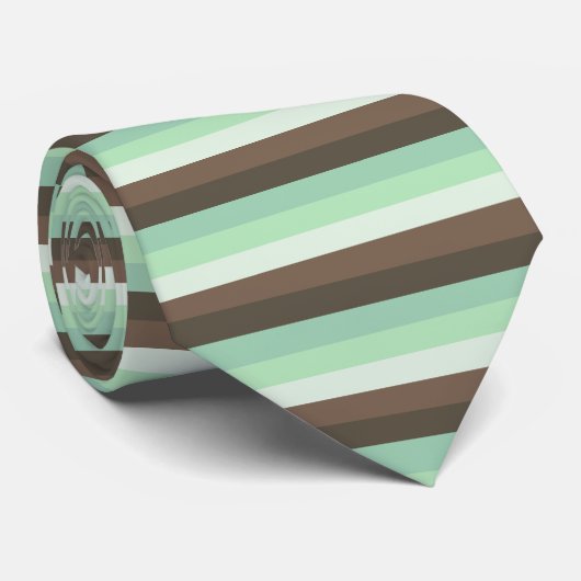 Mint Chocolade Chip Kleur Blok Strepen Stropdas (Opgerold)