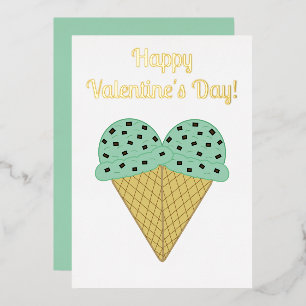 Mint Chocolate Chip Ice Cream Heart Valentijn Folie Feestdagenkaart