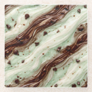 Mint Chocolate Chip Milkshake Marmer Design Glazen Onderzetter