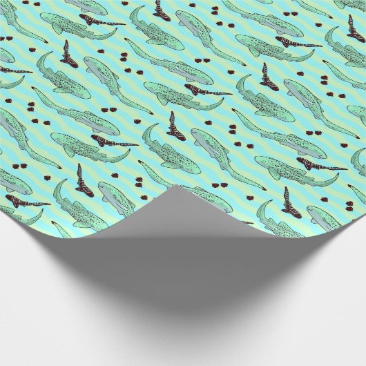 Mint Chocolate Chip Zebra Sharks Cadeaupapier (Hoek)