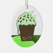 Mint Chocolate Cupcake Keramisch Ornament (Rechts)