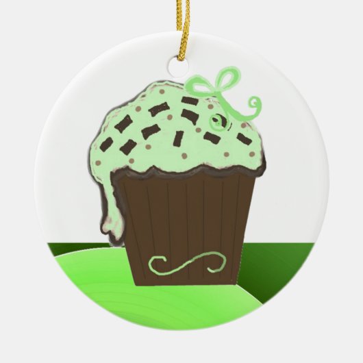 Mint Chocolate Cupcake Keramisch Ornament (Voorkant)