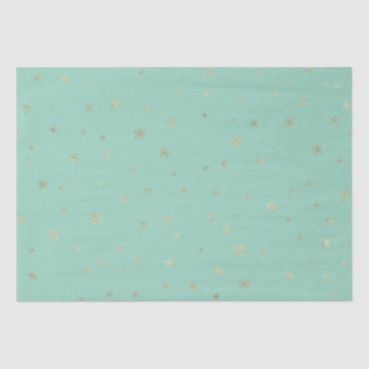 Mint Christmas Gold Snowflakes Tissuepapier (Voorkant)
