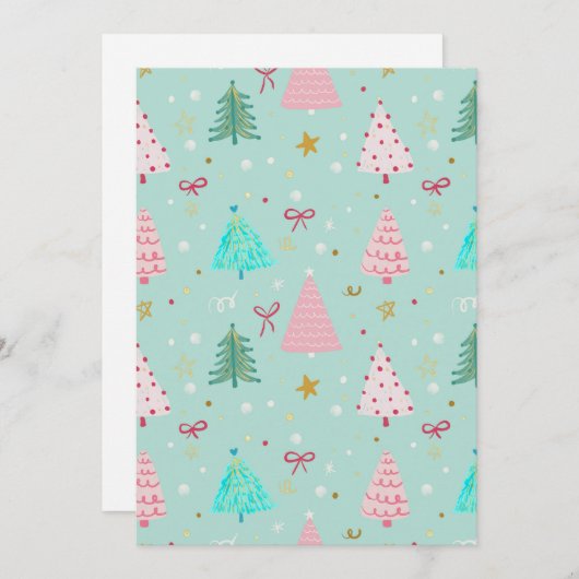 Mint Christmas Tree Invitation Kaart (Voorkant / Achterkant)