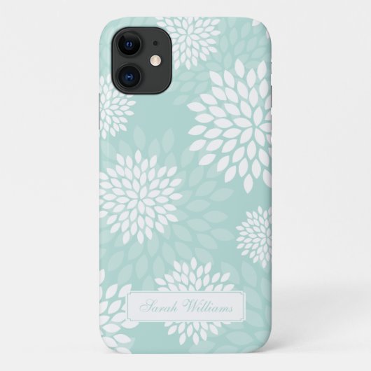 Mint Chrysanthemums Floral Pattern Case-Mate iPhone Case (Achterkant)