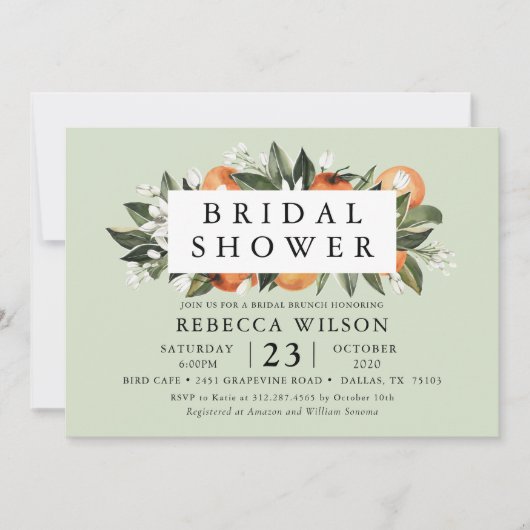 Mint Citrus Moderne Douche nuptiale Invitation (Devant)