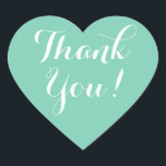 Mint coeur forme mariage faveur merci stickers<br><div class="desc">Un mariage en forme de coeur à la menthe grâce aux autocollants. Couleur arrière - plan personnalisée et verte et blanche. Élégante typographie de script. Utilisez comme scellants d'enveloppe romantique ou comme étiquette de mariage pour remercier les invités. Symbole d'amour mignon avec texte élégant. Aussi pratique pour d'autres occasions comme...</div>