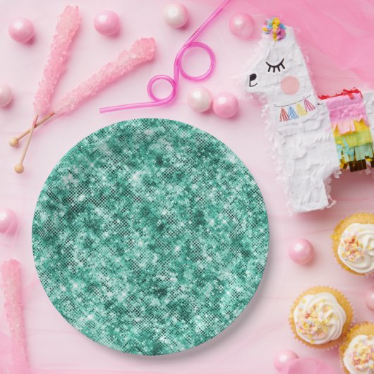 Mint Confetti Glitter Papieren Bordje (Feest)