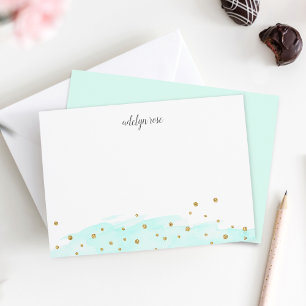 Mint Confetti Pop Gepersonaliseerde briefpapier Notitiekaartje
