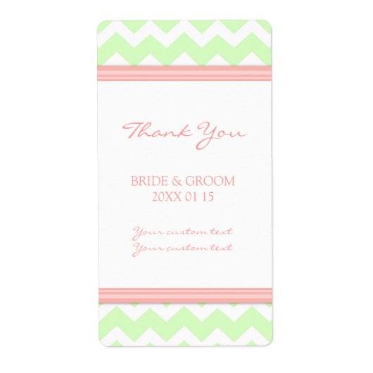 Mint Coral Chevron Wedding Labels (Voorkant)