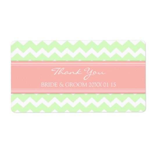 Mint Coral Pink Chevron Wedding Labels (Voorkant)