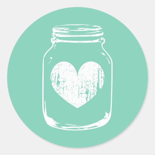 Mint country chic mason jar autocollants de mariag (Devant)