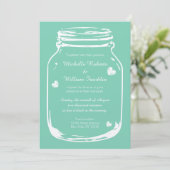 Mint country chic mason jar invitations mariage (Debout devant)