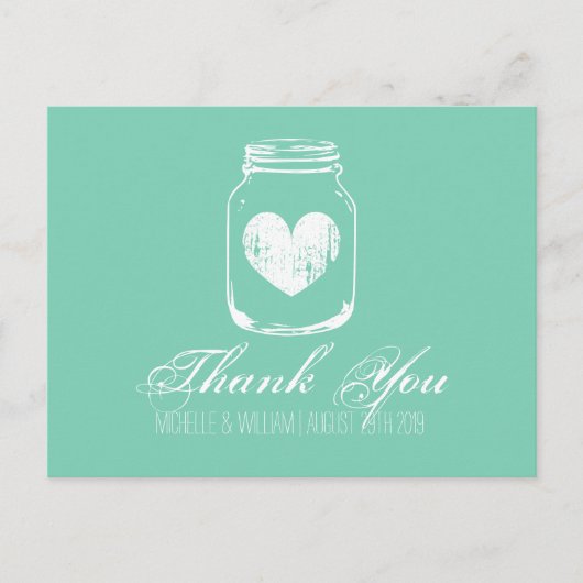 Mint country chic mason jarre merci cartes (Devant)
