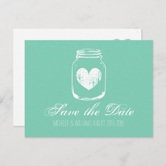 Mint country chic metselaar pot sla de datum kaart (Voorkant / Achterkant)