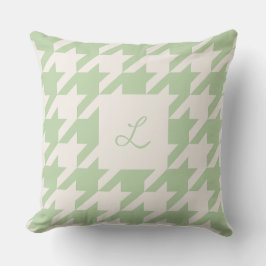 Mint Cream Houndstooth Monogrammed Sierkussen