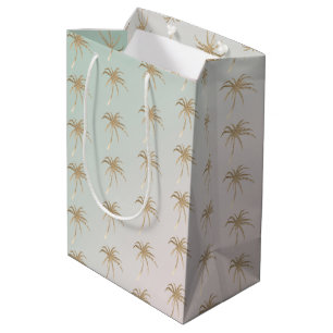Mint Cream Ombre Tropical Gold Palm Trees          Medium Cadeauzakje