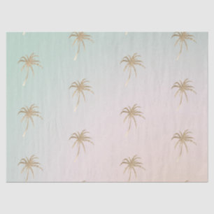 Mint Cream Ombre Tropical Gold Palm Trees      Tissuepapier