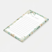 Mint & Cream  Waterverf Floral Name Post-it® Notes (Schuin)