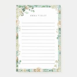 Mint & Cream  Waterverf Floral Name Post-it® Notes