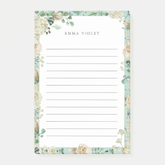 Mint & Cream Waterverf Floral Name Post-it® Notes