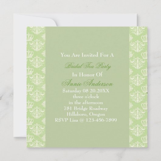 Mint Daisy Vrijgezellenfeest Tea Party Uitnodiging (Achterkant)