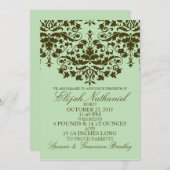 Mint Damask Formele Inleiding Geboorteaankondiging Aankondiging (Voorkant / Achterkant)