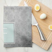 Mint Damask Monogram Handdoek (Quarter Fold)