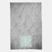 Mint Damask Monogram Handdoek (Verticaal)