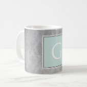 Mint  Damask Monogram Mok (Voorkant links)