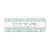 Mint Damask Pattern Etiket (Voorkant)