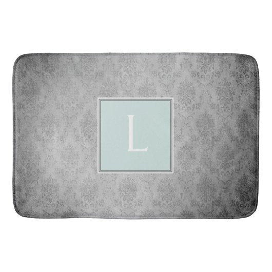 Mint Damast Monogram Badmat (Voorkant)