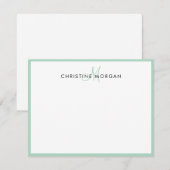 Mint eenvoudige chic minimalist monogram notitiekaartje (Voorkant / Achterkant)