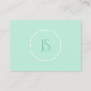 Mint Elegant Green Sjabloon Monogram Simple Visitekaartje