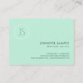 Mint Elegant Green Sjabloon Monogram Simple Visitekaartje (Achterkant)