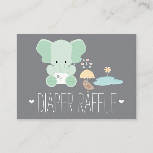 Mint Elephant Little Bird Luier Raffle Tickets Informatiekaartje (Voorkant)