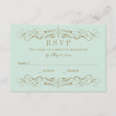  Mint en Antiek goudhuwelijk RSVP Kaartje (Voorkant)