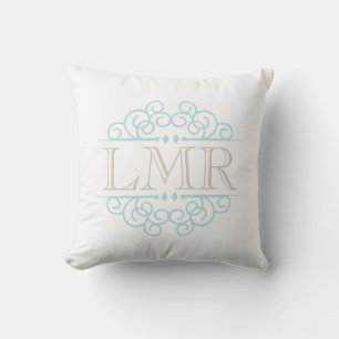Mint en Beige  Lijst Monogrammed Kussen