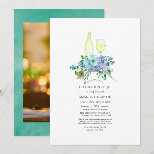 Mint en Blauwe Boho Wijn Thema Viering van het Lev Kaart