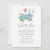 Mint en Blue Boho Floral Stock de Bar Kaart (Voorkant)