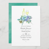 Mint en Blue Boho Wine Tasting QR Code Weddenschap Kaart (Voorkant / Achterkant)