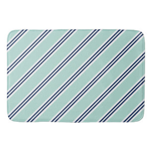 Mint en Blue Preppy Stripes Pattern Badmat
