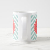 Mint en Coral Chevron Custom Monogram Jumbo Mok (Achterkant)
