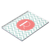 Mint en Coral Chevron Monogram notebook Notitieboek (Linkerzijde)
